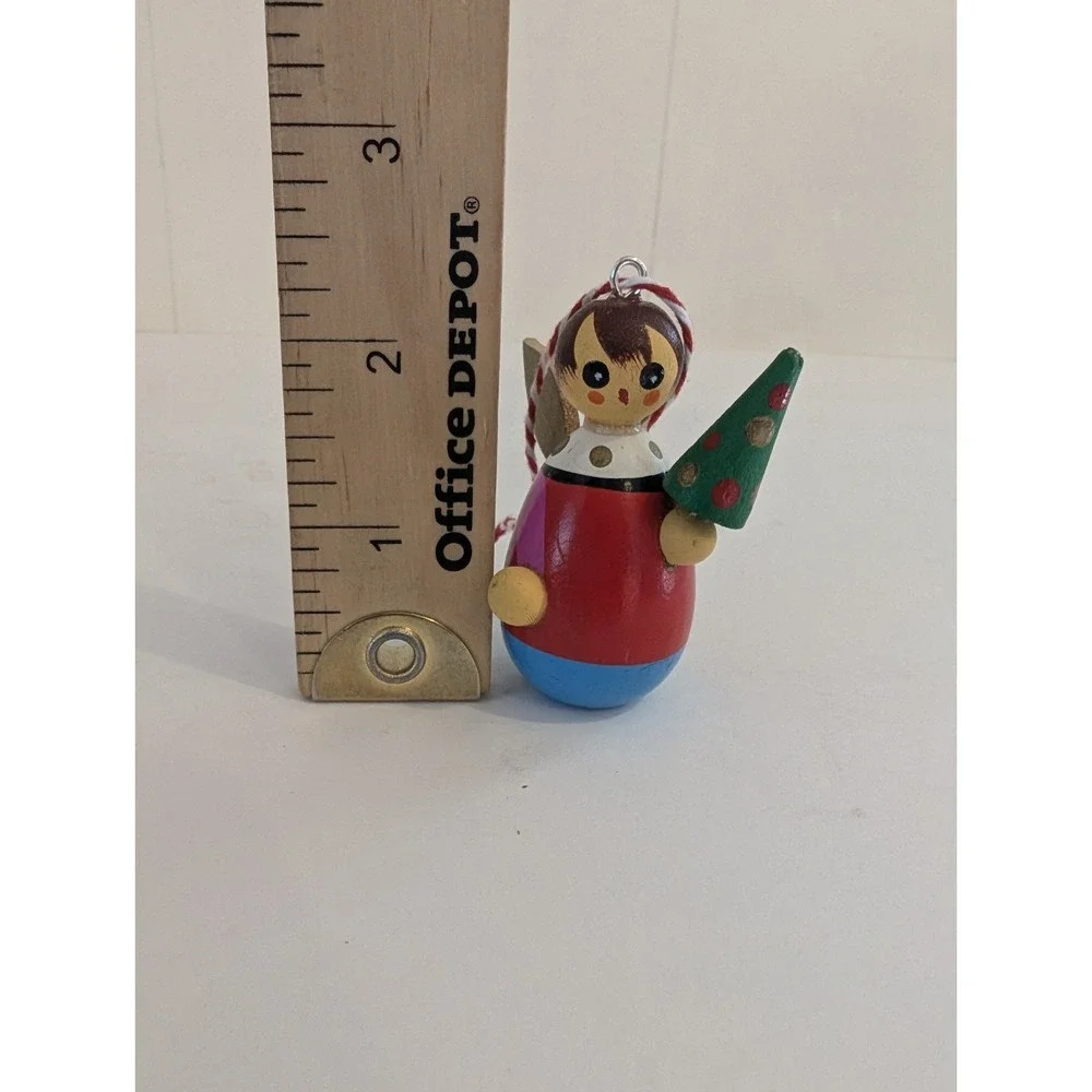 Vintage 1984 Wooden Kurt Adler Christmas Ornament Set Of 2 Barn Silo Angel Tree